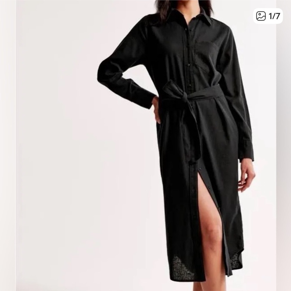Abercrombie & Fitch Black Midi Dress